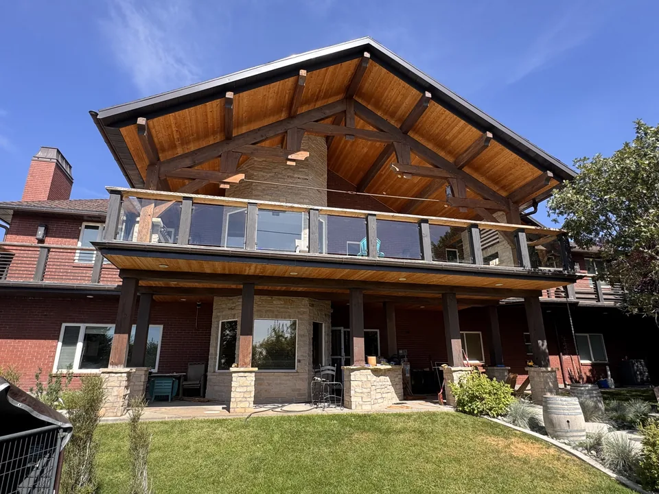 Finished exterior paint on a timber-frame home